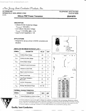 2SA1878 Datasheet PDF New Jersey Semiconductor