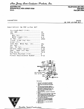 2N655 Datasheet PDF New Jersey Semiconductor