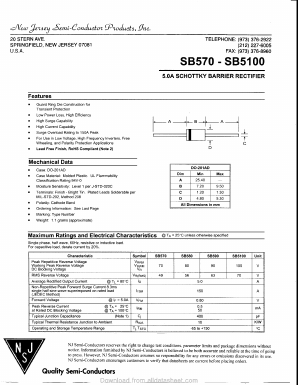 SB5100 Datasheet PDF New Jersey Semiconductor