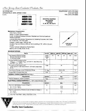 MBR190 Datasheet PDF New Jersey Semiconductor