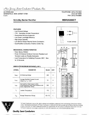 MBR20200CT Datasheet PDF New Jersey Semiconductor