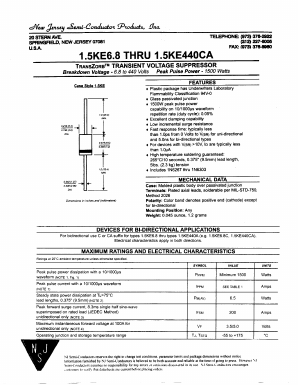 1.5KE43 Datasheet PDF New Jersey Semiconductor