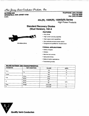 150KSR Datasheet PDF New Jersey Semiconductor