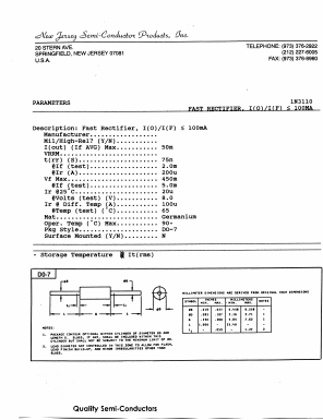 1N3110 Datasheet PDF New Jersey Semiconductor