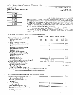 1N4245 Datasheet PDF New Jersey Semiconductor