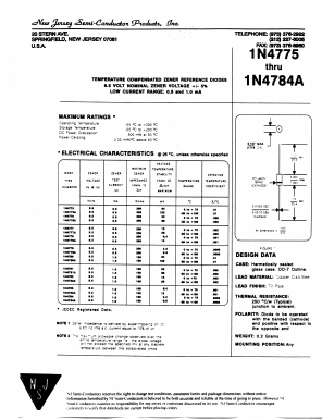 1N4776A Datasheet PDF New Jersey Semiconductor