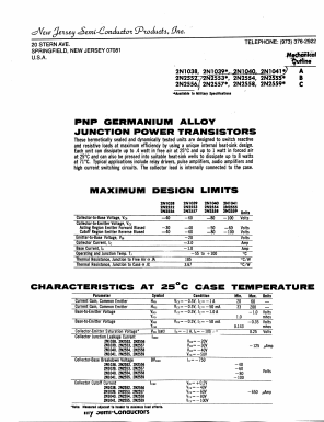 2N2558 Datasheet PDF New Jersey Semiconductor
