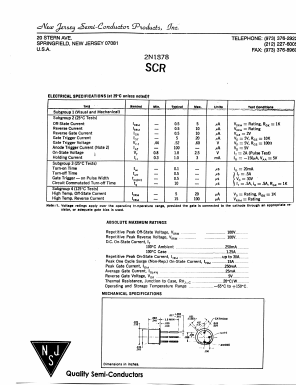 2N1878 Datasheet PDF New Jersey Semiconductor