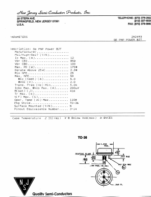 2N2493 Datasheet PDF New Jersey Semiconductor
