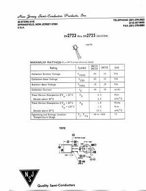 2N2725 Datasheet PDF New Jersey Semiconductor