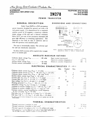 2N278 Datasheet PDF New Jersey Semiconductor