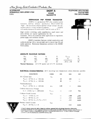 2N297A Datasheet PDF New Jersey Semiconductor