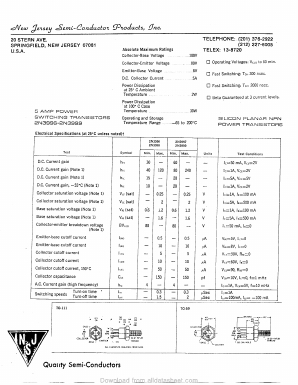 2N3998 Datasheet PDF New Jersey Semiconductor