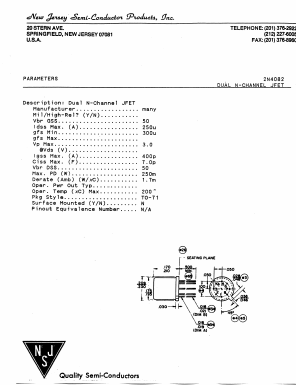 2N4082 Datasheet PDF New Jersey Semiconductor