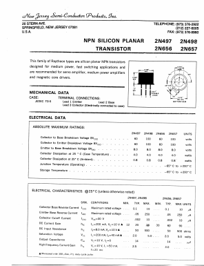 2N498 Datasheet PDF New Jersey Semiconductor