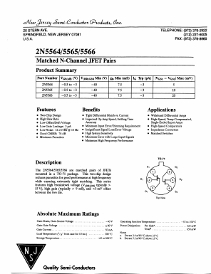2N5564 Datasheet PDF New Jersey Semiconductor