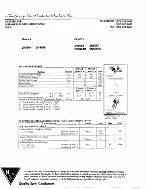 2N5664 Datasheet PDF New Jersey Semiconductor