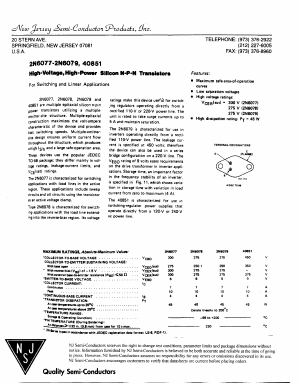 2N6077 Datasheet PDF New Jersey Semiconductor