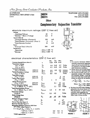 2N6115 Datasheet PDF New Jersey Semiconductor