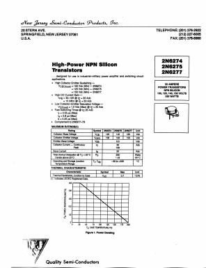 2N6274 Datasheet PDF New Jersey Semiconductor