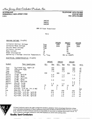 2N6306 Datasheet PDF New Jersey Semiconductor