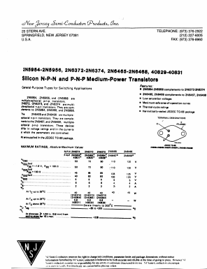 2N5956 Datasheet PDF New Jersey Semiconductor