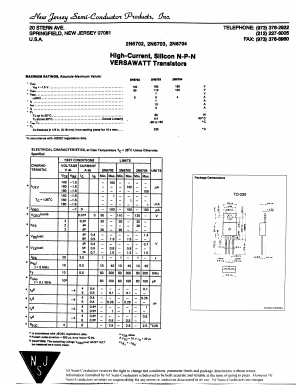 2N6704 Datasheet PDF New Jersey Semiconductor
