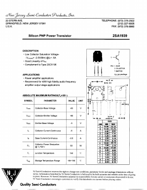 2SA1939 Datasheet PDF New Jersey Semiconductor