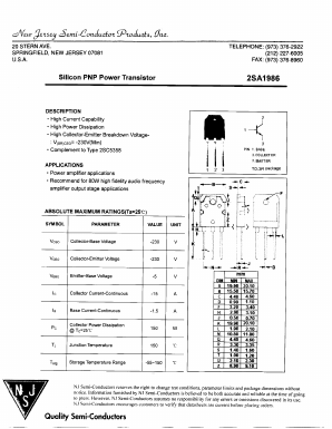 2SA1986 Datasheet PDF New Jersey Semiconductor