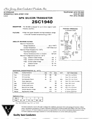 2SC1940 Datasheet PDF New Jersey Semiconductor