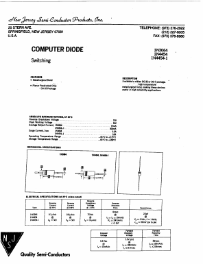 1N4454 Datasheet PDF New Jersey Semiconductor