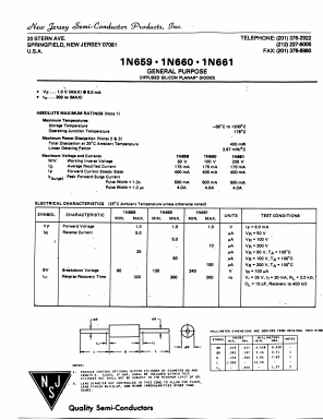 1N659 Datasheet PDF New Jersey Semiconductor