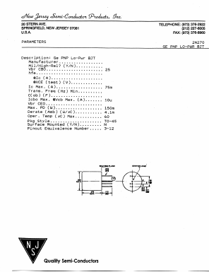 2N270 Datasheet PDF New Jersey Semiconductor