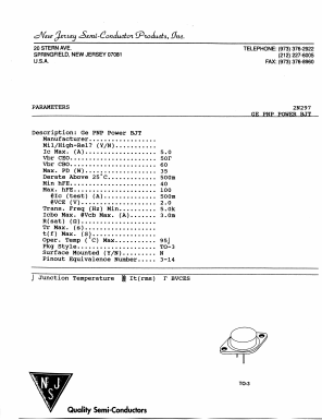 2N297 Datasheet PDF New Jersey Semiconductor