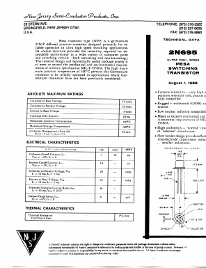 2N695 Datasheet PDF New Jersey Semiconductor