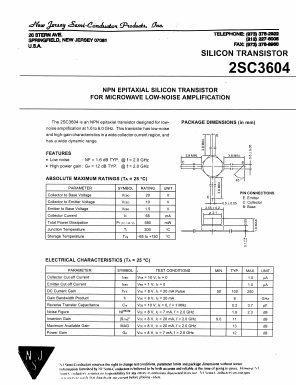 C3604 Datasheet PDF New Jersey Semiconductor