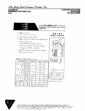 D633 Datasheet PDF New Jersey Semiconductor