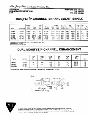 3N166 Datasheet PDF New Jersey Semiconductor
