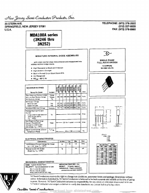 MDA108A Datasheet PDF New Jersey Semiconductor