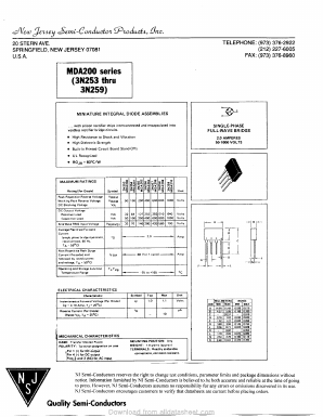 MDA208 Datasheet PDF New Jersey Semiconductor
