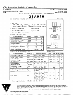 2SA970BL Datasheet PDF New Jersey Semiconductor