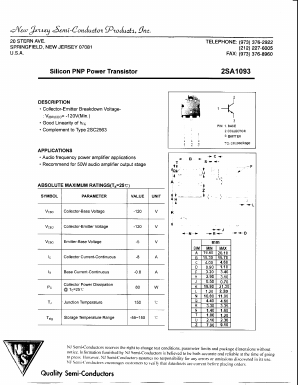 2SA1093 Datasheet PDF New Jersey Semiconductor