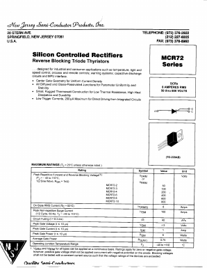 MCR72-10 Datasheet PDF New Jersey Semiconductor