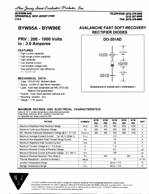 BYW96D Datasheet PDF New Jersey Semiconductor