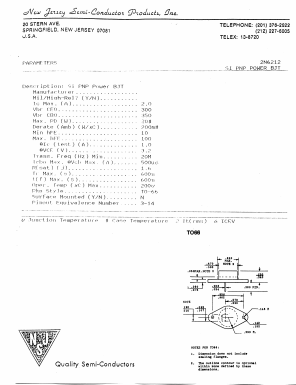 2N6212 Datasheet PDF New Jersey Semiconductor