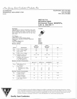 IRF712 Datasheet PDF New Jersey Semiconductor