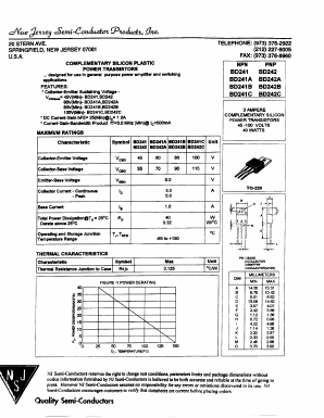 BD242 Datasheet PDF New Jersey Semiconductor
