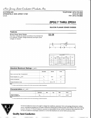 ZPD2.7 Datasheet PDF New Jersey Semiconductor