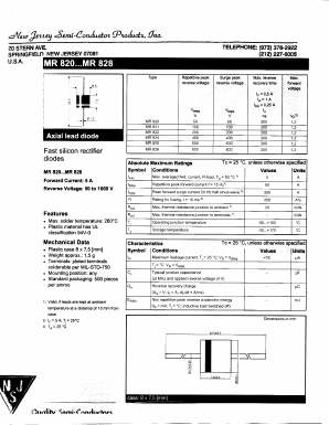 MR820 Datasheet PDF New Jersey Semiconductor