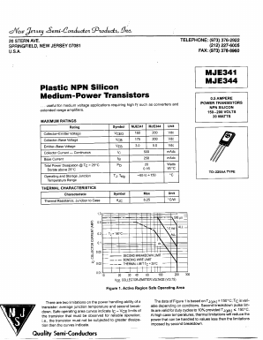 MJE341 Datasheet PDF New Jersey Semiconductor